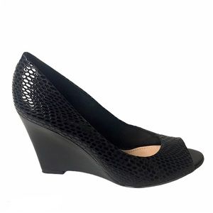 Gianni Bini Wedge Shoes Size 8.5 M Black Open Toe